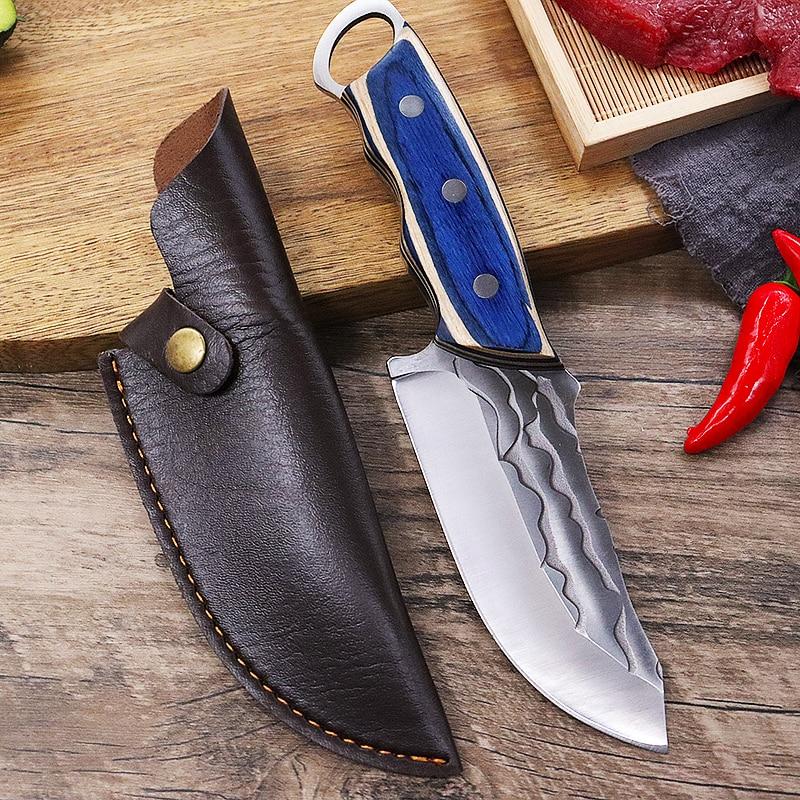 MYVIT Kitchen Knife Forged Boning Knife Butcher Knife Stainless Steel Cleaver Vegetable Fruit Knife Outdoor Camping Knife with Cover