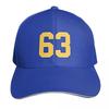 Yellow Number  Lucky Sports Jersey Sixty Three Baseball Cap Sailor Cap for Unisex Sunscreen Luxury Caps Unisexs Baseball Womens