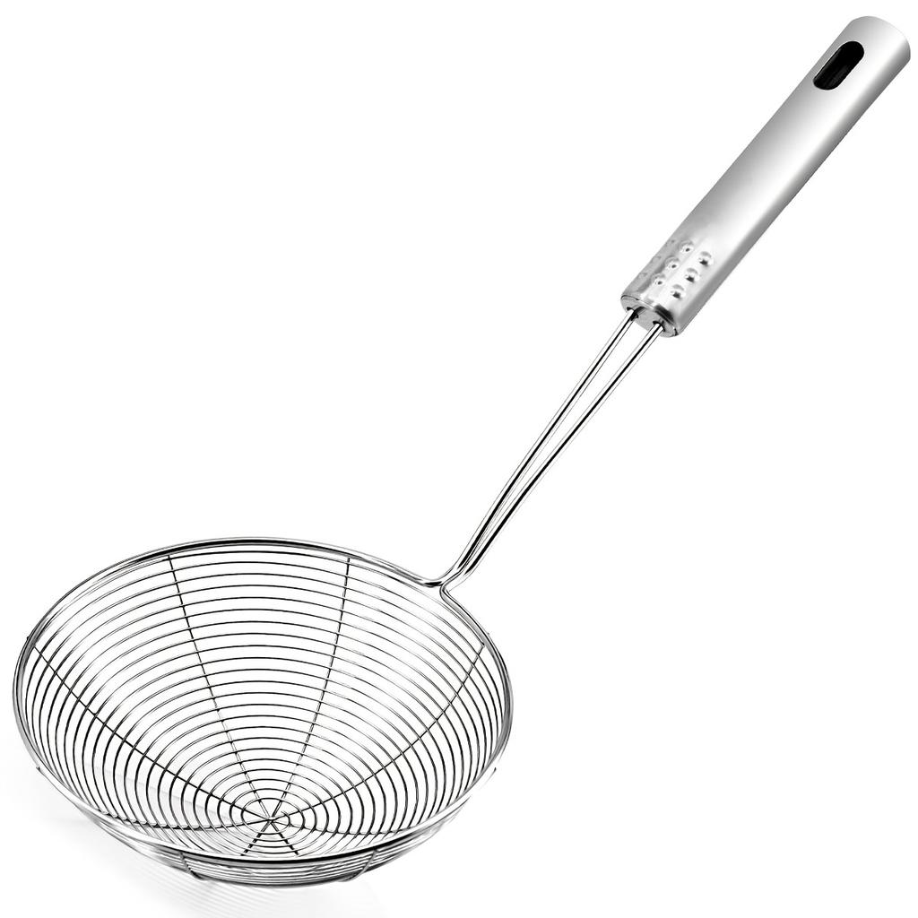 2/1PCS Stainless Steel Spider Web Shaped Filter Spoon, Pasta Filter Spoon, Long Handle - Fryer Filter - Used for Cooking and Frying