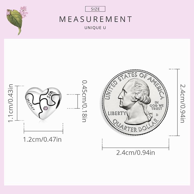 WOSTU 2021 925 Sterling Silver Love Jigsaw Lettering Mother Son Pendant Charm Beads Fit Original Bracelet DIY Jewelry CQC1976