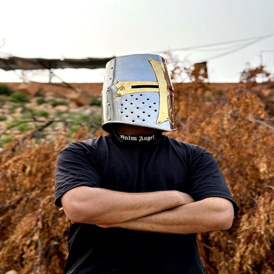 Medieval Templar Knight Helmet – Silver Finish, Mason's Brass Cross, Cosplay Armor