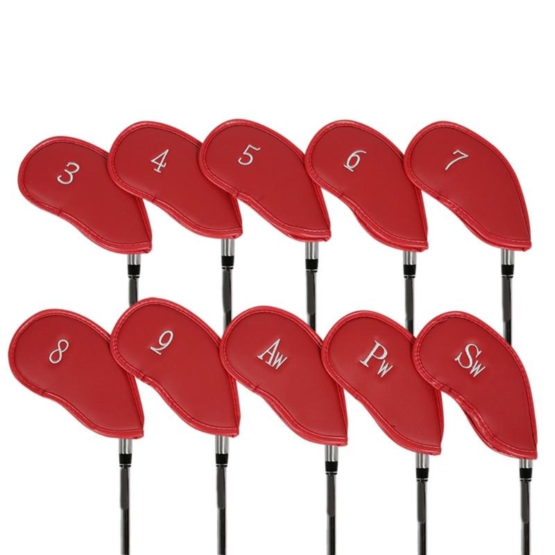 10Pcs Golf Head Cover Color Leather Iron Cover Golf Club Cover with Big Number