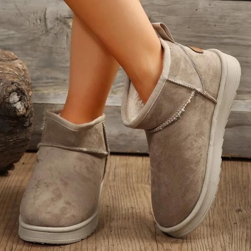 Winter Snow  Boots Fur Ladies Boots Real Sheepskin Wool Low-cut Warm Fur Shoes Women Winter Short Ugly Boots