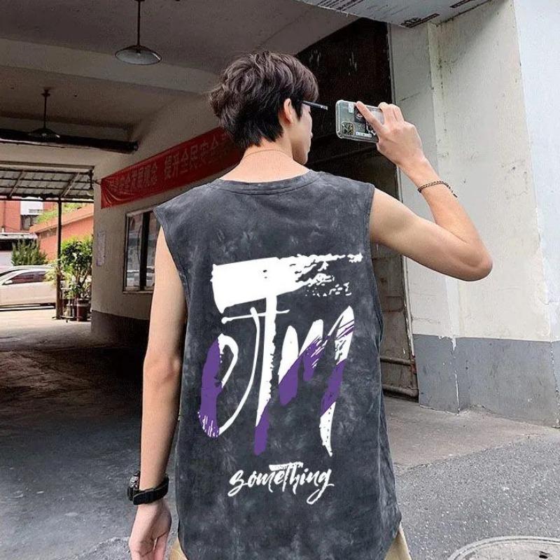 

Весенне-летняя свободная брендовая одежда для студентов и студентов Tide, красная футболка с принтом тай-дай, баскетбольный жилет для студентов, футболка XXXL