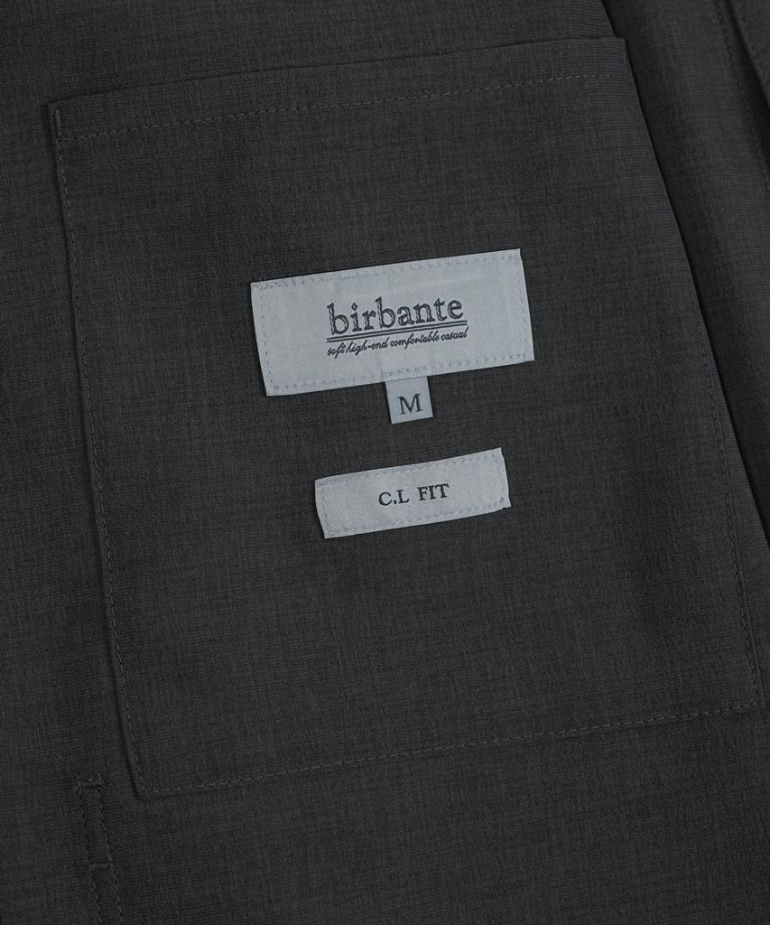 BIRBANTE Comfort Open Collar Half Shirt - Charcoal