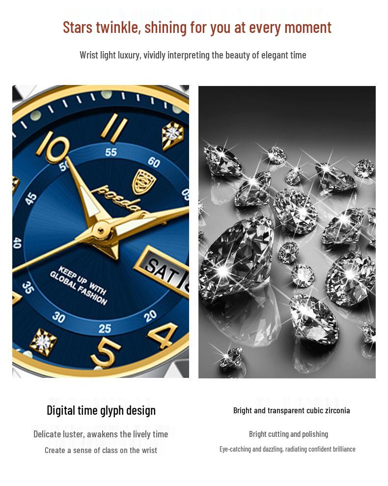 Orologio da Donna Svizzero Impermeabile Luminoso Doppio Calendario al Quarzo - Best Seller