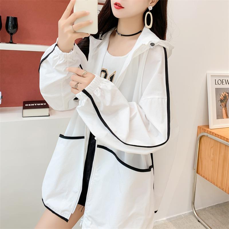 Women Loose Mid Length Thin Casual Sun Protection Jacket Coat