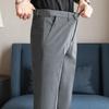 Men's Korean Style Slim Fit Elastic Waist Dress Pants - Casual Straight Leg Suit Trousers