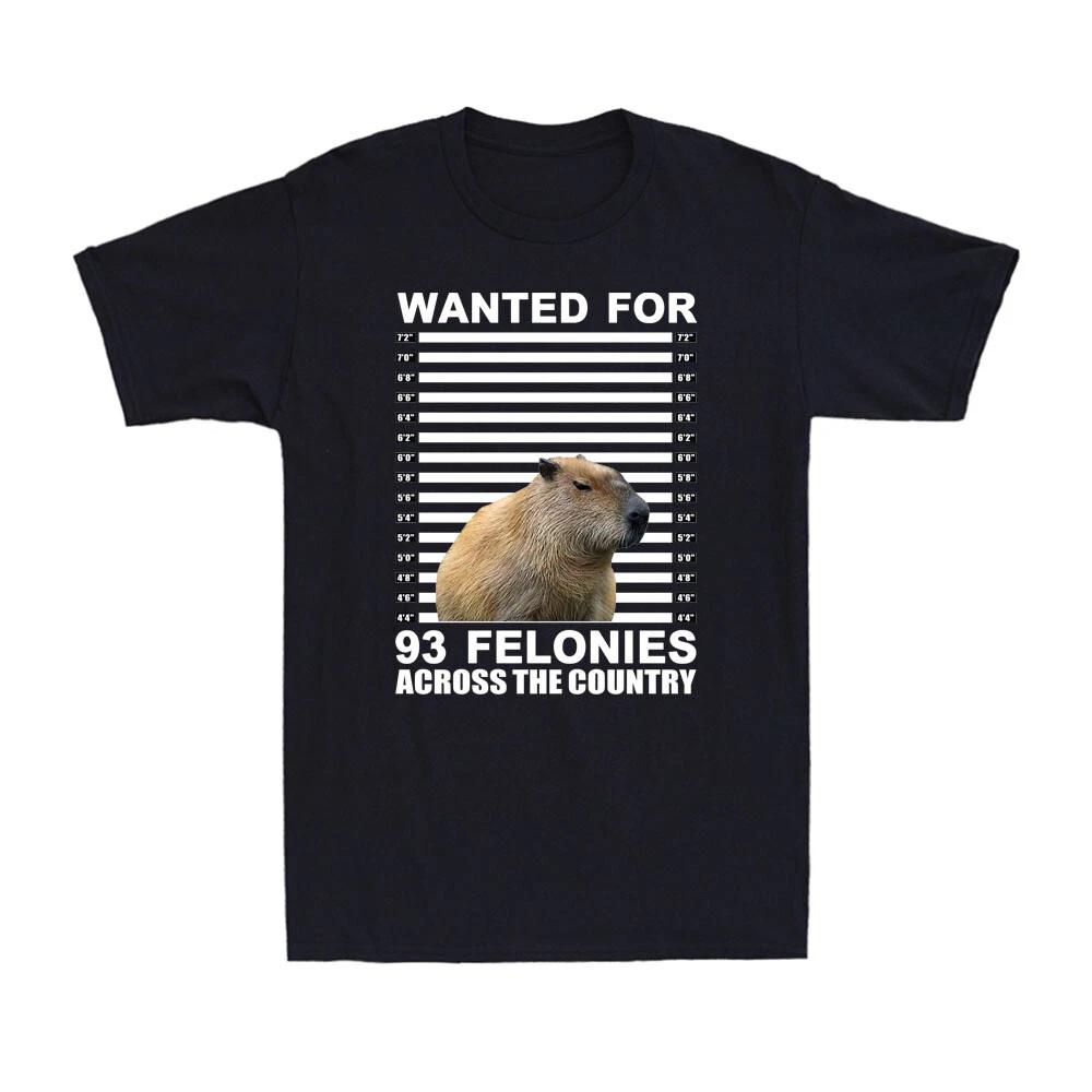 Capybara Mugshot Wanted For 93 Felonies Across The Country Men s T-Shirt XXXXL