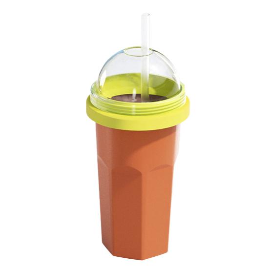 Silicone Slushie Cup with Lids Straws Portable Freezing Smoothie Cup BPA-free Cold Drink Cup for Juices Ice Cream Kids