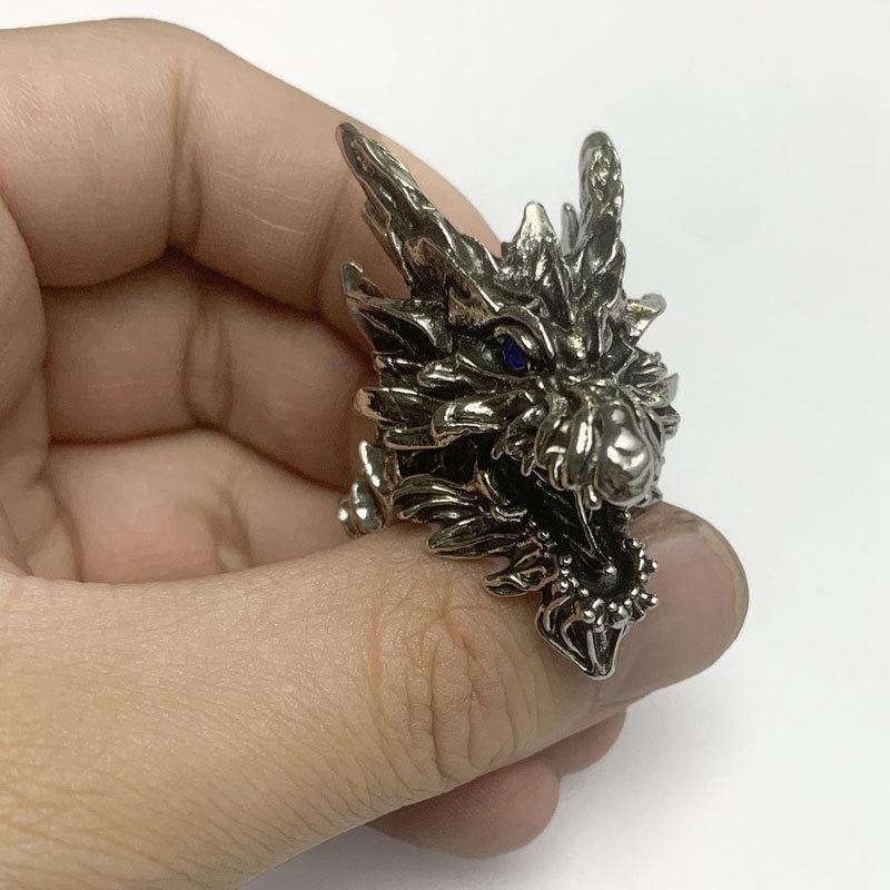 Vintage Steel Dragon Open Ring Men's Punk Domineering Finger Trigger Jewelry
