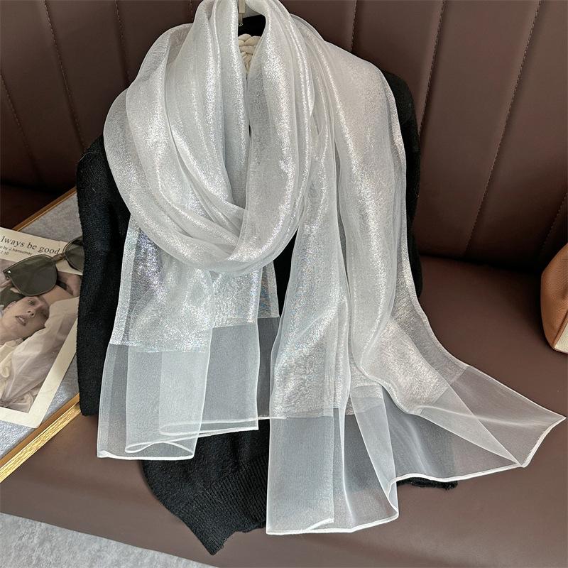 Silk Wool Scarf for Women Solid Scarves Shawls Wraps Pashmina Hijab Foulard Femme Beach Stoles Bandana Luxury Brand Poncho