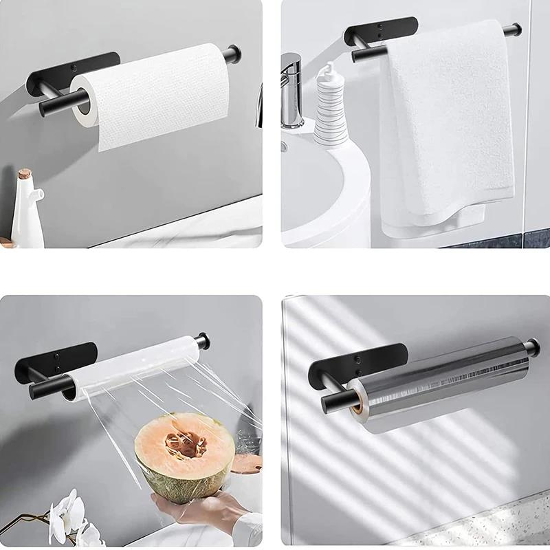 Paper Roll Holder Towel Rack Hanging Shelf Bathroom Storage Toilet Rack Home Kitchen Tissue Accessoriy Wall Stand Hanger Kitchen Cup Holders 5