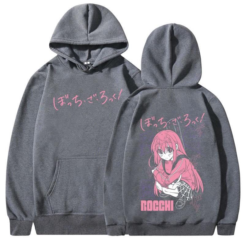Anime Bocchi The Rock Hoodies Manga Hitori Gotoh Kawaii Hooded Sweatshirts Men Women Oversized Long Sleeves Pullovers Streetwear