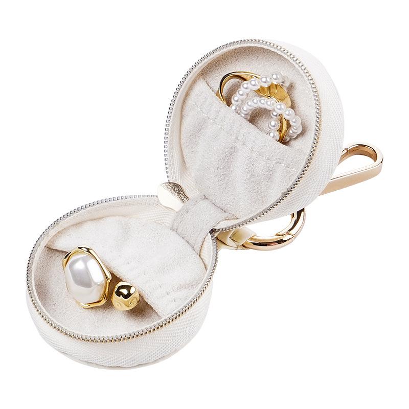 1Pc Mini Jewelry Storage Box Jewelry Organizer Keychain PU Leather Portable Storage Earrings Necklace Ring Jewelry Pendant Bag