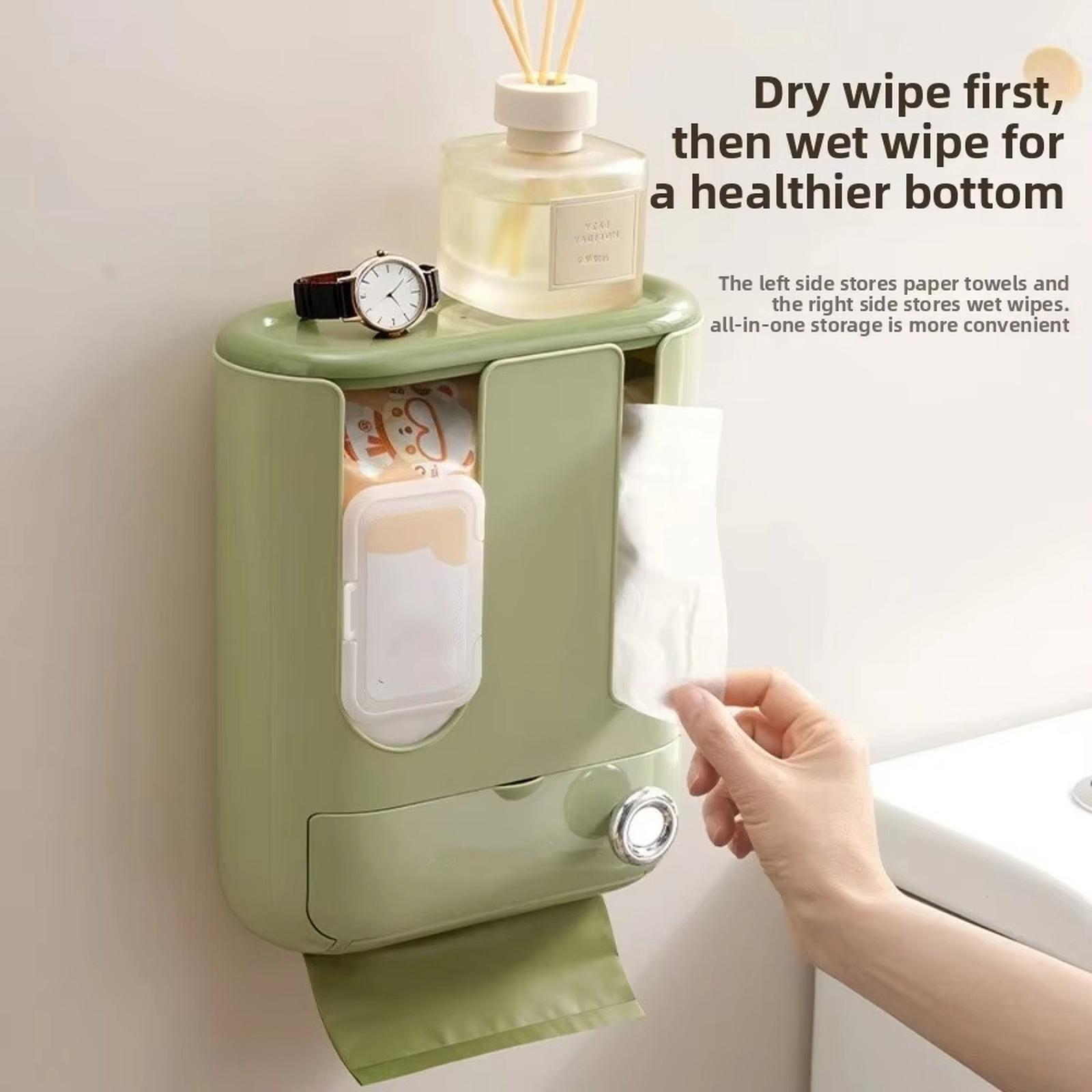 

Wall-Mounted Tissue & Wipes Dispenser Luxury Multifunctional Storage Box one size