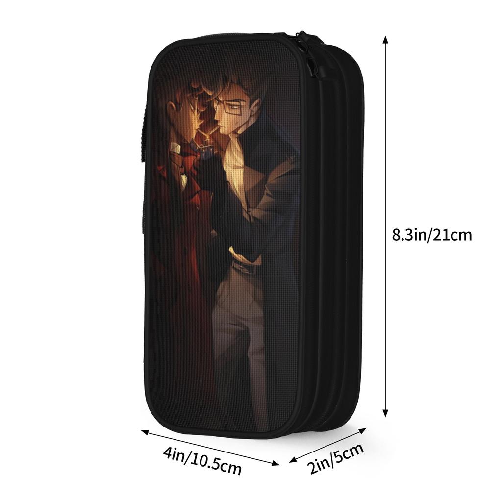 R-Radiostatic Vox Alastor Pencil Case Double Layer Large Capacity Kids School Supplies Pen Case Suprise Gift