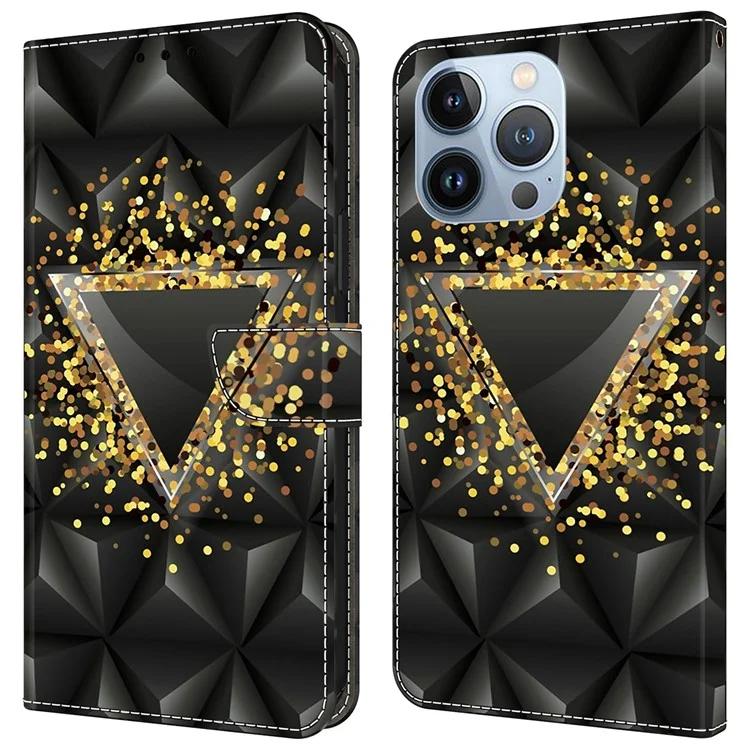 

Для iPhone 14 Pro Max Чехол Защитный кожаный чехол-бумажник для телефона - Ромб