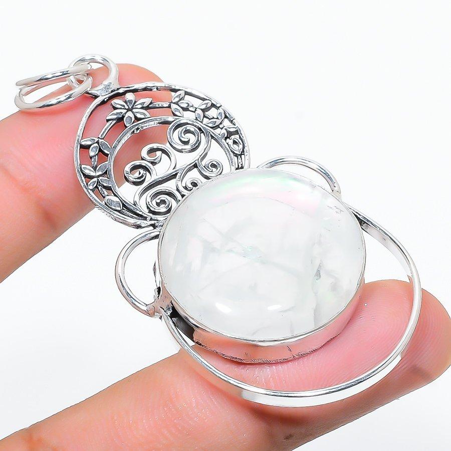 

Подвеска из серебра 925 пробы с натуральным радужным лунным камнем 2,80 дюйма K4g97