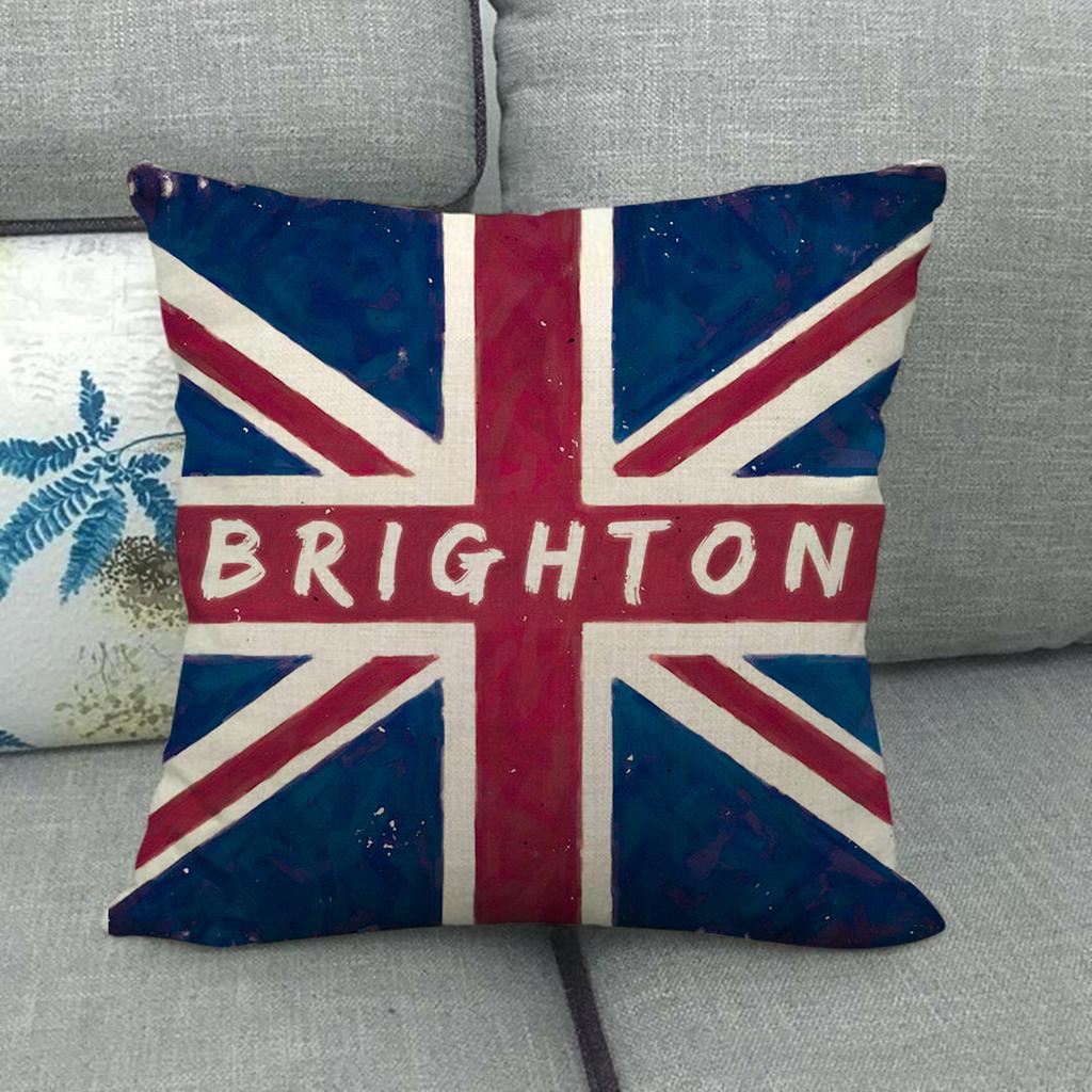 Retro-painted British Flag Digital Printing Short Plush Pillow Covers for Car Sofa Office Cushion Cover Home Goods 45x45cm
