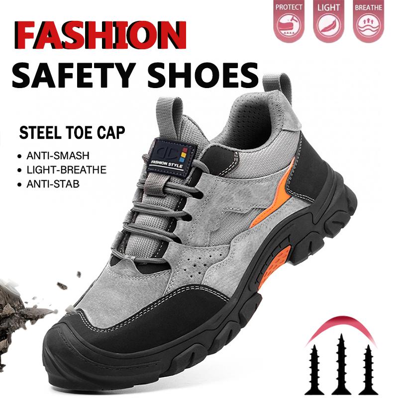 Steel Toe Man's Safety Shoes Anti-Puncture Man's Work Shoes Slip Resistant Reinforced Sole Sneaker Shoes Man Men's Safety Boots