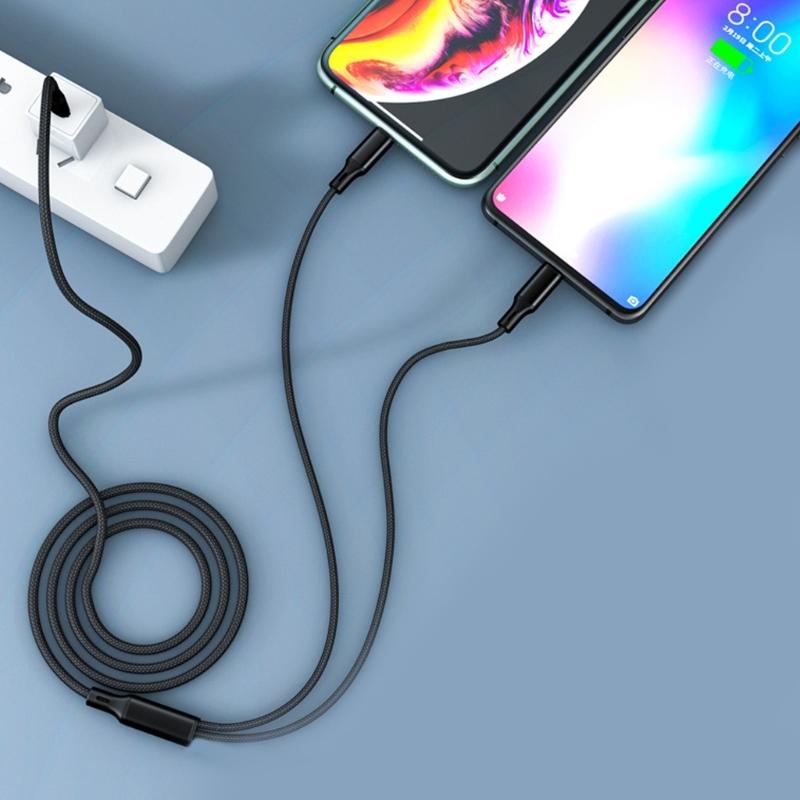 Nylon Braided Type-C To Type-C+Type-C Charger Cable Reliable Connectivity Faster Charger Cable Cord Safe and Stable
