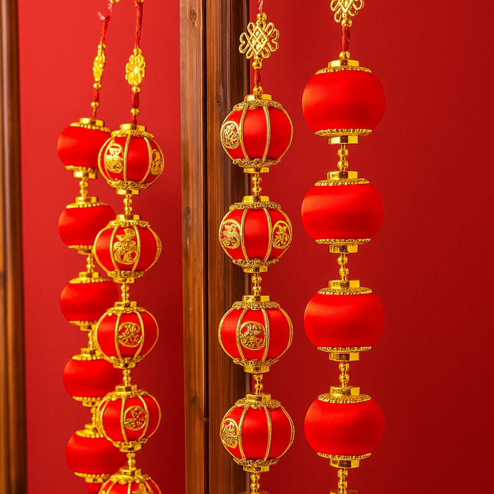 Fu Character New Year Lantern String Chinese Style Spring Festival Hanging Lantern  Window