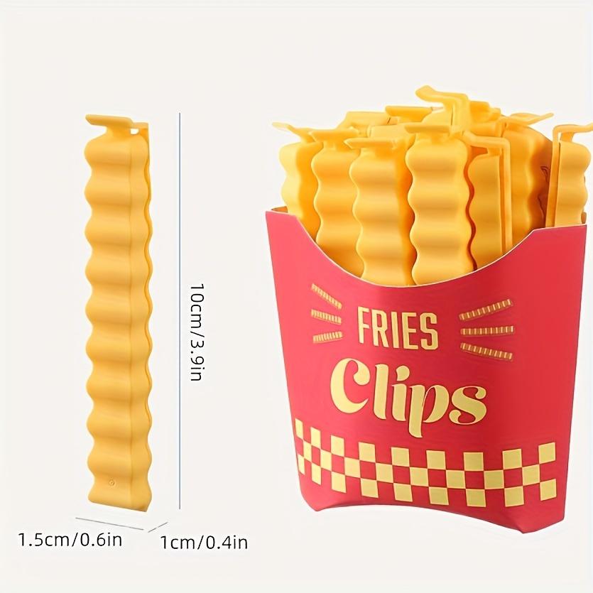 12 Süße Pommes-förmige Beutel-Pommes-Klammern zum Verschließen geöffneter Lebensmittelverpackungen Lustige Beutelklammern für Lebensmittel In einer Magnetbox Süße Küchenaccessoires