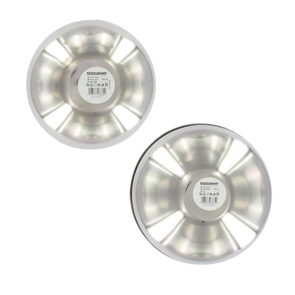 Set of 2 Stainless Steel Mixing Bowls 20.5 and 25 Cm Fackelmann Basic Ref. 9983550