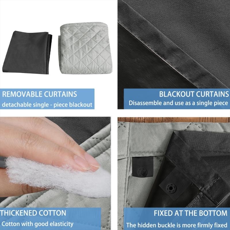 Winter Proof Thermal Curtain with Detachable Quilted Liner Noise Reducing Quick Grommets Mounting Indoor Insulation