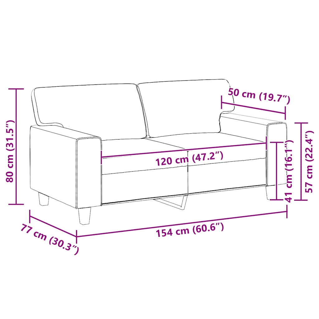 2 Seater Sofa Black 120 cm Artificial Leather