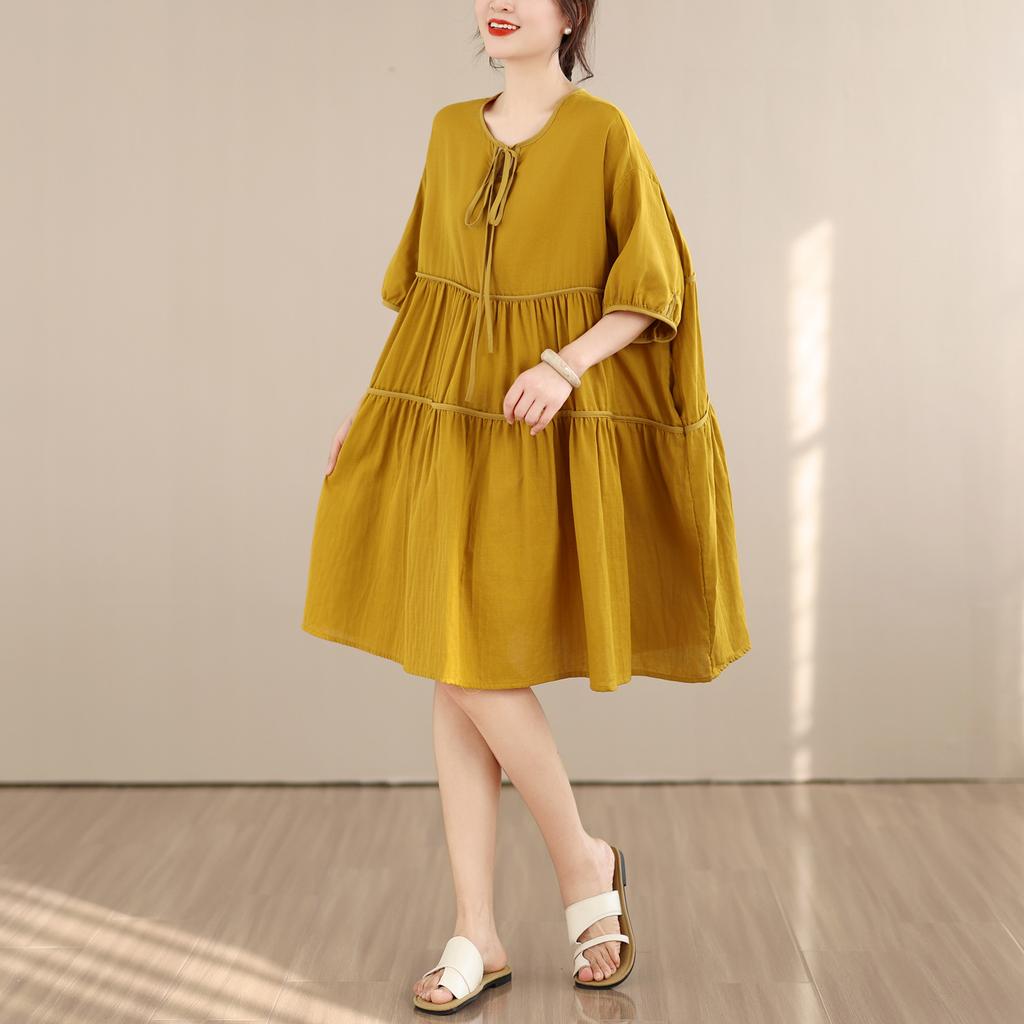 DIMANAF New 2026 Women Plus Size Summer Long Dress Sundress Loose Oversize Maxi Lady Floral Cotton Dress Solid