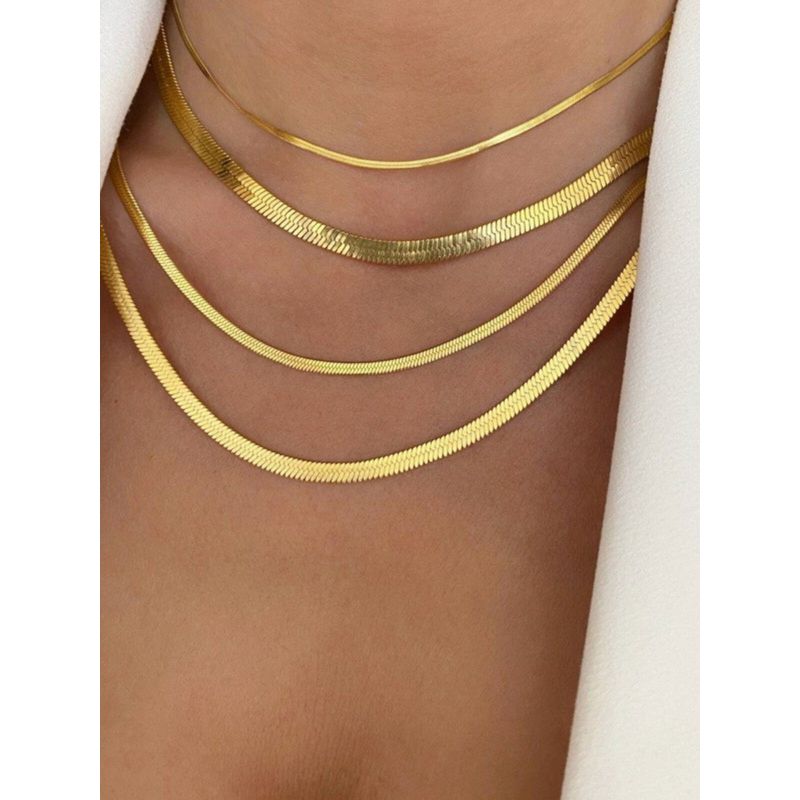 Fashion Style Minimalist Flat Blade Snake Bone Necklace Neutral Necklace Clavicle Chain Kendall Jenner Fancy Accessible Luxury Choker