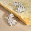 GEMCHIC Women's Vintage French Wave C-Shaped Earrings Stainless Steel Geometric Studs Minimalist Fashion Jewelry