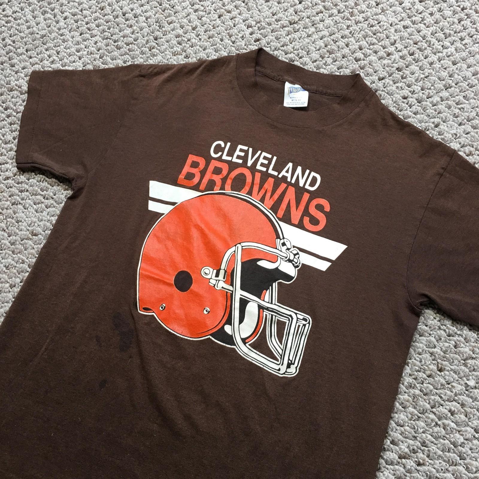 Vintage 80s Cleveland Browns Mens Small Brown NFL Football Trench Helmet Unisex T-Shirt L