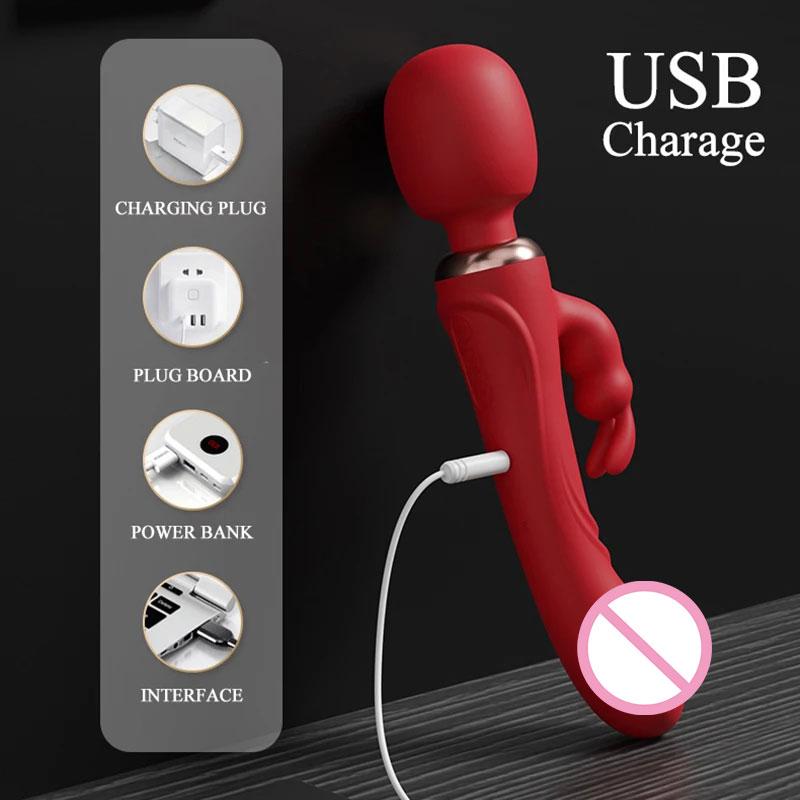 Double Head Powerful Vibrator for Women 30 Speed Clit Stimulator G Spot Vagina Massager Female Masturbator Sex Toys for Adult 18