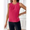 Women's Elegant Solid Color Crew Neck Tank Top, 100% Polyester Non-Stretch Woven Fabric, Fashionable Top for All Seasons
