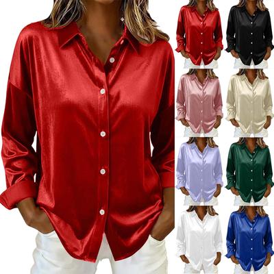 Satin Blouses For Women Silk Button Down Shirts Long Sleeve Business Casual Tops