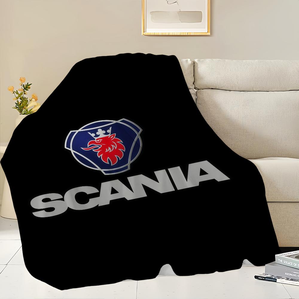 S-S-SCANIA-ES Coperta con Logo Cool in Flanella Caldo Comfort Morbido Coperta in Peluche Per Picnic Letti Divani Case E Camere da Letto