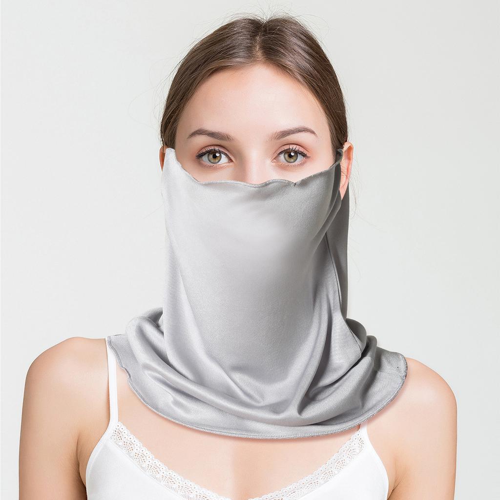 Maschera Viso Protettiva Solare in Pura Seta Comoda da Donna Copertura Integrale del Viso Collo Scaldacollo Con Elastici per le Orecchie Protezione Solare Estiva per il Viso