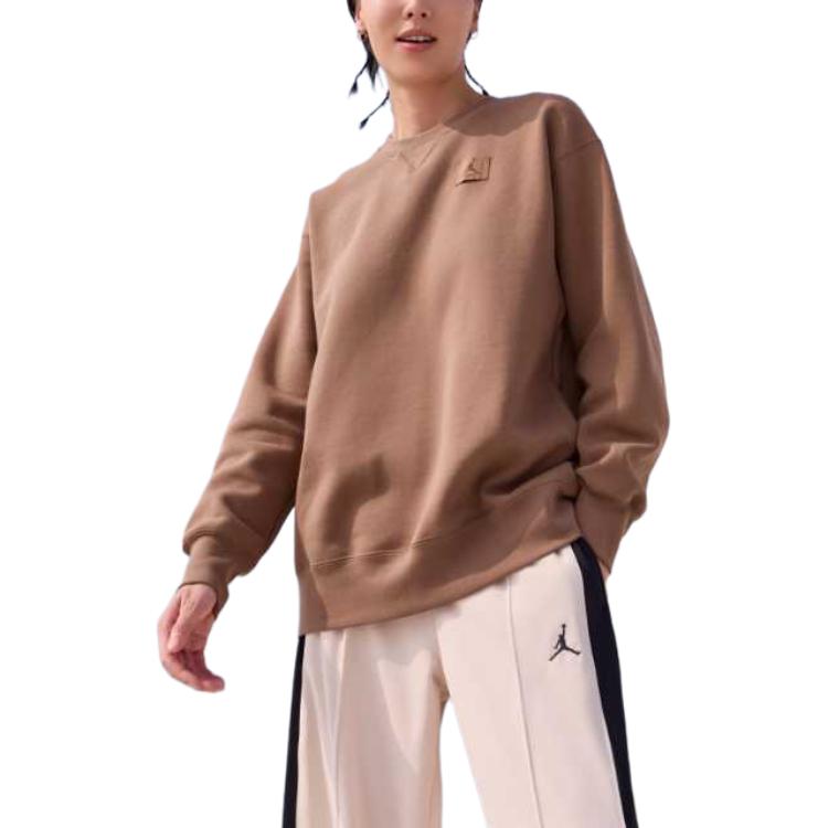 Jordan Мягкая удобная стильная толстовка Flight Fleece Crewneck для женщин, толстовка Ancient-Brown FV7054-223