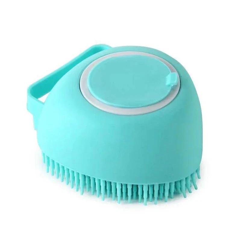 Soft Silicone Dog Brush Pet Shampoo Massager Bath Brush Cat Washing Body Wash Dispenser Pet Grooming Shower Brush