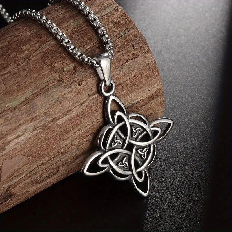 1 Stück Klassischer Wicca Hexenknoten Irischer Keltischer Knoten Dreifaltigkeitsknoten Anhänger Halskette für Männer Frauen Mode Glücksbringer Schmuck Geschenk
