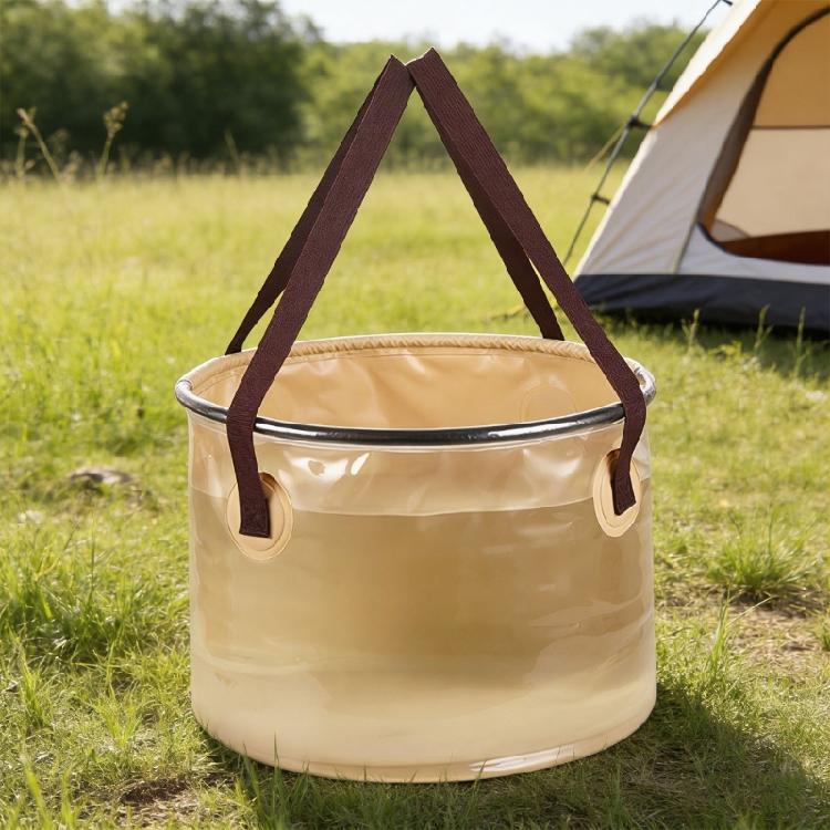 20L/30L Capacity Outdoor Folding Bucket PVC For Campers Hiker Fishermen Convenient Carry Handle
