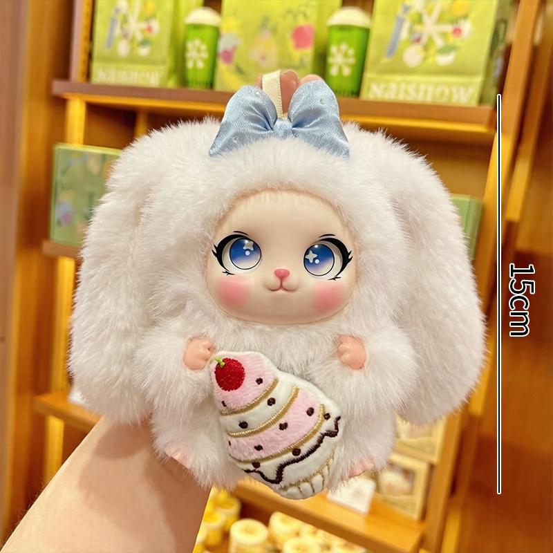 Cartoon Fur Rabbit Doll Figure Keychain Plush Cute Vinyl Doll Figurine Trendy Blind Box Toy Schoolbag Hanger Pendant Decoration