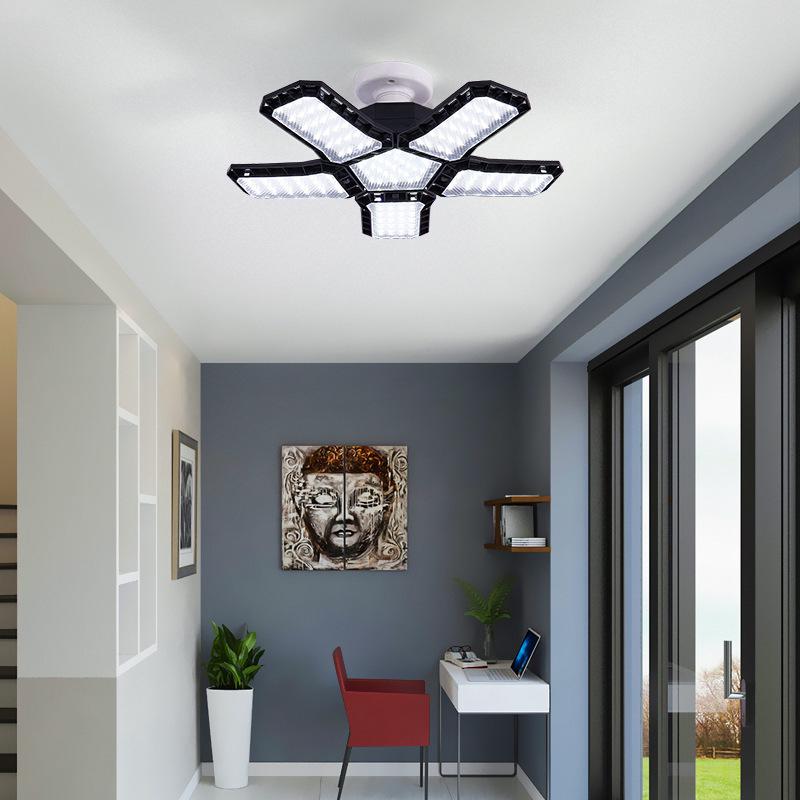 80W High Brightness Folding LED Garage Light for Indoor Use - Diamond-Shaped Fixture for Home or Office