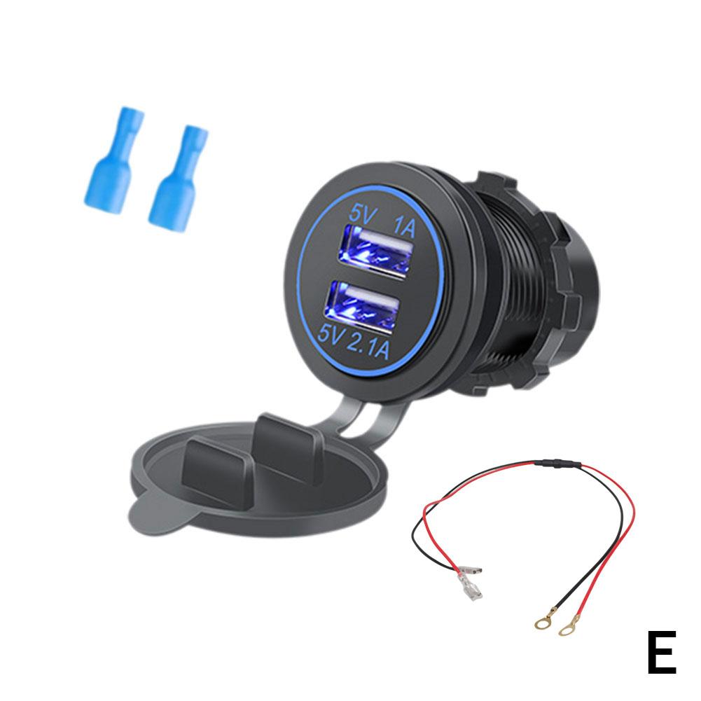 Universal Motorcycle Car Charger LED Light Dual USB Charger Power Socket Cigarette Waterproof Light For Auto Truck ATV Boat
