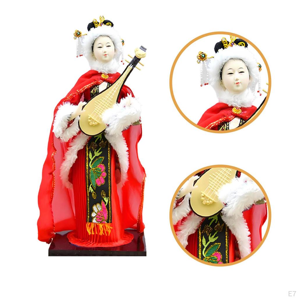 30cm Handmade Chinese Silk Makeup Figurine, Traditional Decoration for Home, Office Or