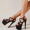 Aneikeh Summer Sexy Super Platform women's pumps Party women's pumps Super high heels 16 cm women's buckle sandals
