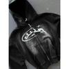 GLYDE Divin Vintage Praná Zipová Mikina Y2K Bunda Pánská Rock Hip Hop Patchwork Vyšívaná Oversized Mikina S Dlouhým Rukávem